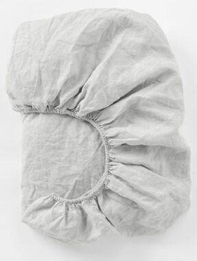 Coyuchi Relaxed Organic Linen Fitted Sheet in Fog Grey Sz Full, NWT!